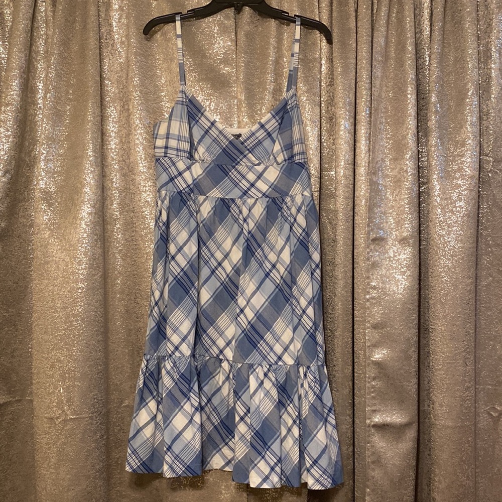 Blue and White Plaid Dress
